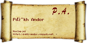 Pákh Andor névjegykártya