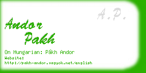 andor pakh business card