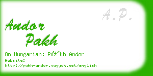 andor pakh business card